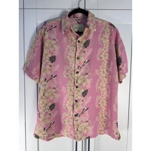Island Republic Vintage Collection Men's L 100% Silk Tropical Button Down Shirt